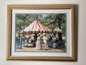 Large gold framed picture Victorian scene in Shanklin