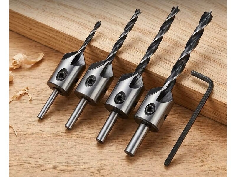 4PC 3-6mm Three-Pointed Woodworking Counterbore Drill Bit Set in Seaview