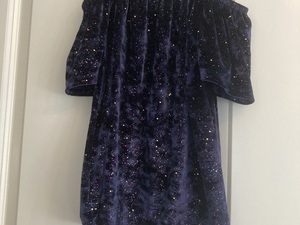 Girls Next dark blue sparkly cold shoulder top