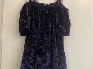 Girls Next dark blue sparkly cold shoulder top in Bembridge