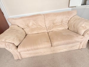 Three seater and two seater sofa  and foot stool for sale in Sandown