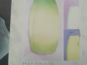 Handmade mint green glass table lamp in Newport