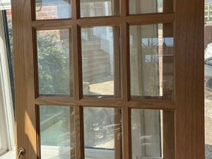 Pair of glazed 15 panel Clear Glazed Contemporary Oak veneer Internal Doors in Ventnor