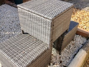 REDUCED 3 x Raffian small tables, could be used as seats , sturdy in good condition. in Newport