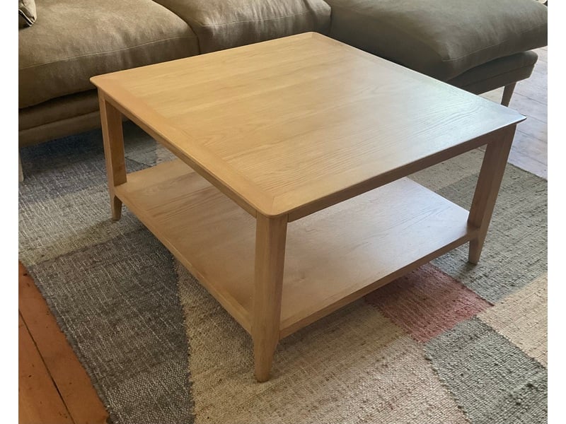 Coffee table “Saxby”: large square oak with under shelf - REDUCED TO SELL in Ryde