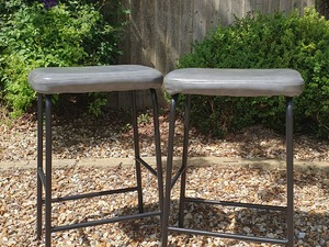 Pair of grey leather effect bar/kitchen island stools in Ventnor