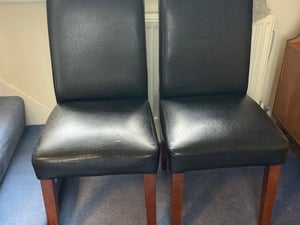 Black Faux Leather Dining Chairs x 2 in East Cowes