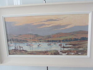 ORIGINAL OIL PAINTING FROM 2006 BY LOCAL ARTIST TONY WESTMORE TITLED SHALFLEET-EVENING in Cowes