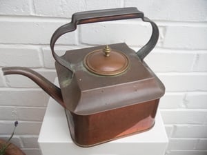 Vintage large french square copper kettle in Newport