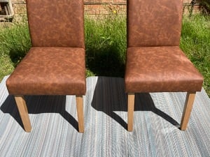 NEW: 2 x Gorgeous Dining Chairs in Faux Leather Tan in East Cowes