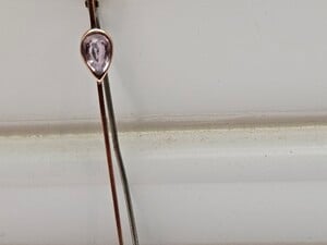 Antique 9ct Gold Bar Brooch/Tie Pin with Pale Coloured Tear Drop Stone in Freshwater