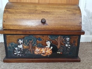 Wooden chest decorated with cats in Ryde