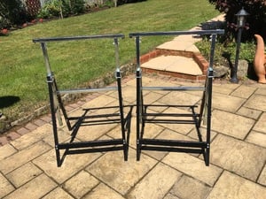 SET OF 2 ADJUSTABLE TELESCOPIC BUILDERS TRESTLES, HEAVY DUTY, STEEL, BLACK,  in Sandown