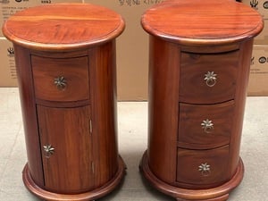 Pair of Round Solid Wood Barrel Draws / Nightstands  in Newport