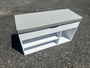 Small White & Grey Storage Unit Bench - Can Deliver in Newport