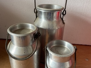 Vintage J.J. Blow Aluminium Milk Churns in Seaview