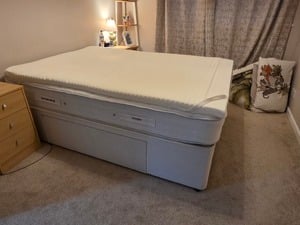 Divan double bed with drawers, mattress and mattress topper in Newport