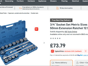 3/4" Socket Set Metric Sizes 21pcs 19mm to 50mm Extension Ratchet 12 Sided in Freshwater